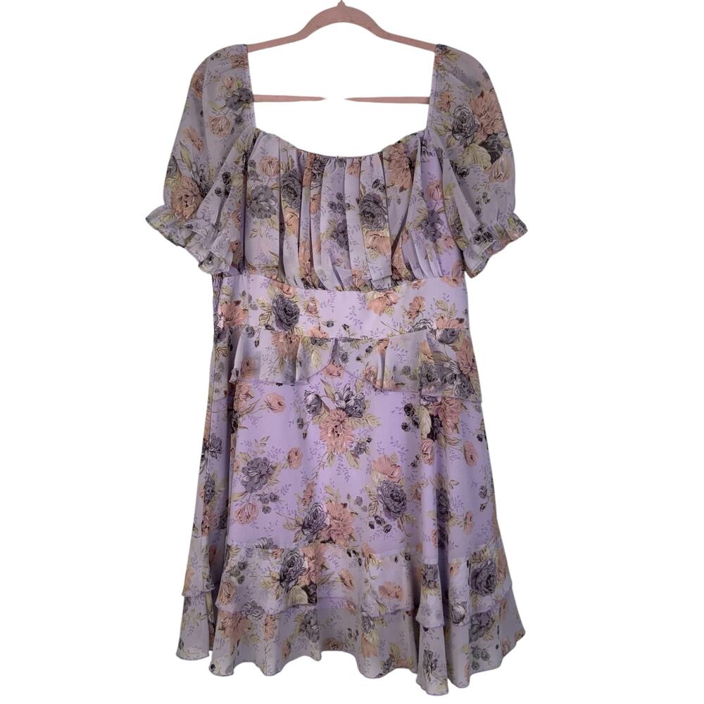 Exlura Dress SZ XXL Babydoll Floral Spring Summer Flowy Stretchy Flare‎ Layers